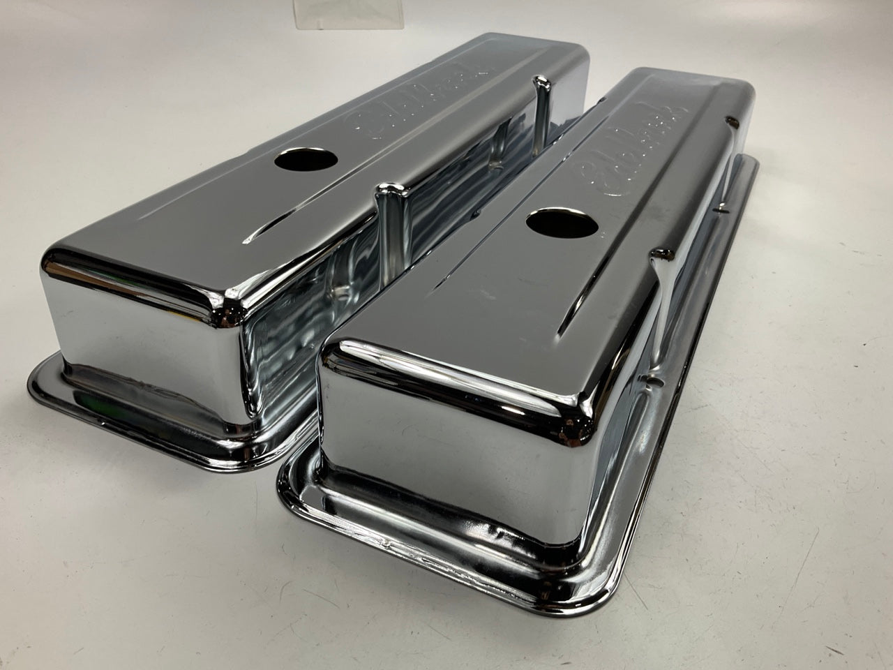 New Unboxed Edelbrock 4449 Chrome Signature Valve Covers 59-86 Chevy Small Block