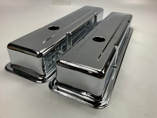 New Unboxed Edelbrock 4449 Chrome Signature Valve Covers 59-86 Chevy Small Block
