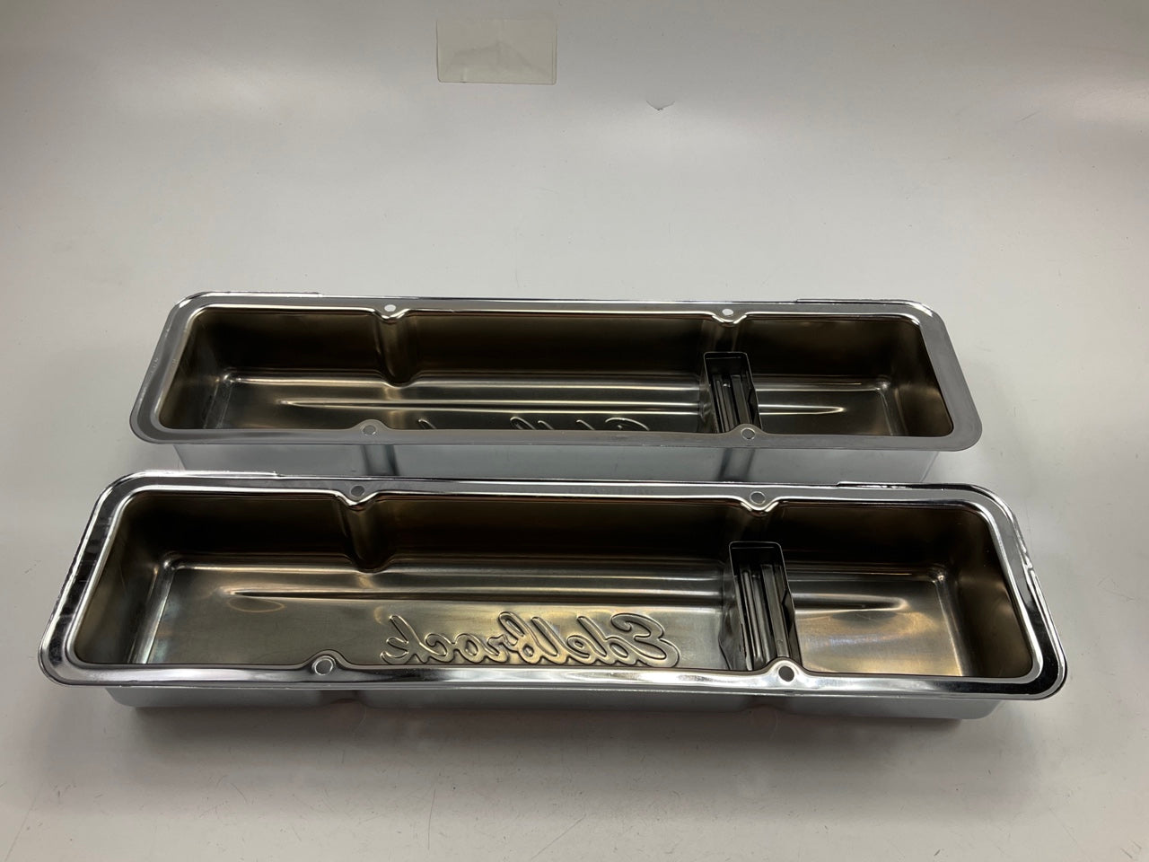 New Unboxed Edelbrock 4449 Chrome Signature Valve Covers 59-86 Chevy Small Block