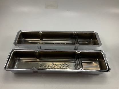 New Unboxed Edelbrock 4449 Chrome Signature Valve Covers 59-86 Chevy Small Block
