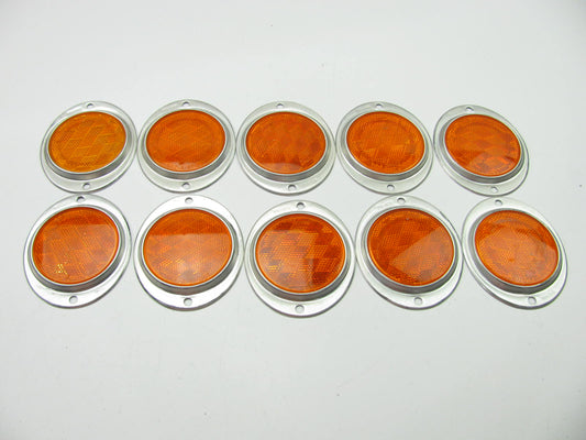 (10) UNBOXED - 472A 3'' Round  Amber Reflector With Oval Aluminum Housing