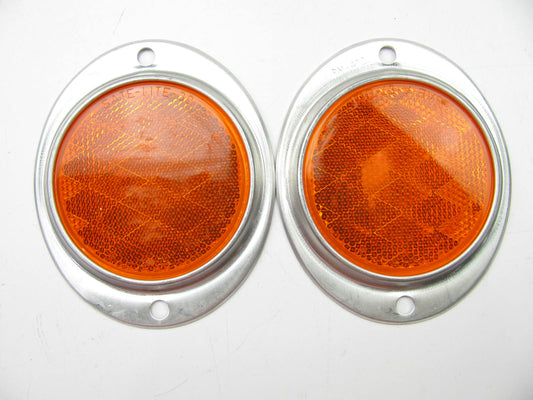 (x2) 3'' Round  Amber Reflector With Oval Aluminum Housing 472A