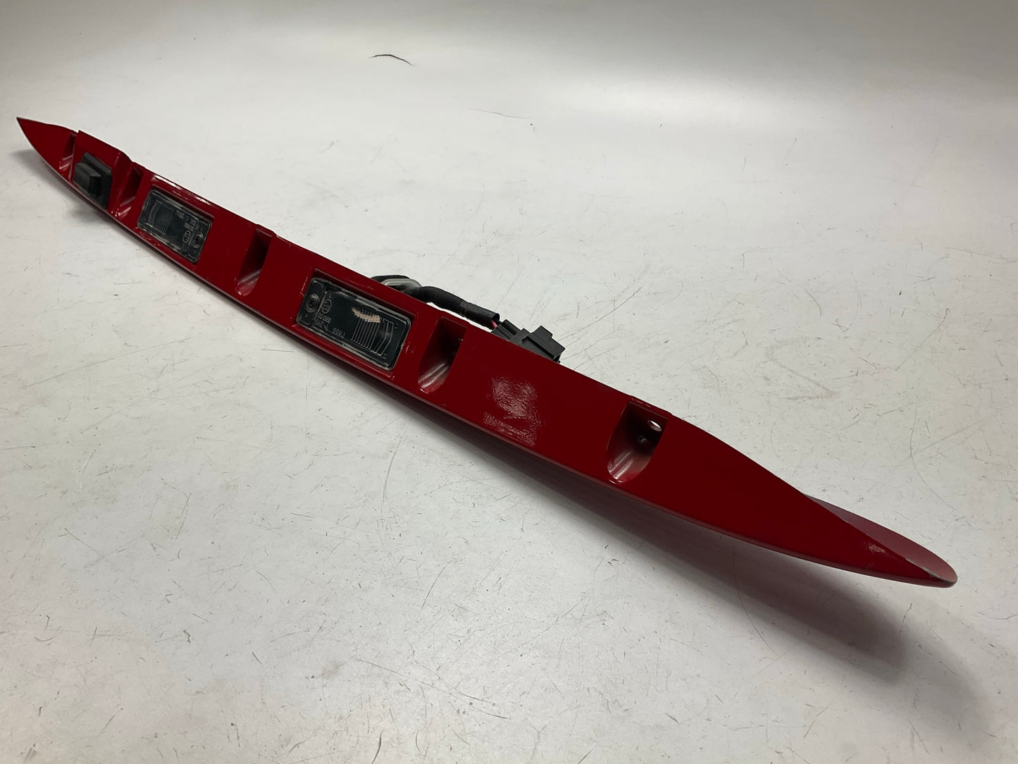 USED SCRATCHED - License Plate Lamp Light Trim Flame Red 99-04 Grand Cherokee