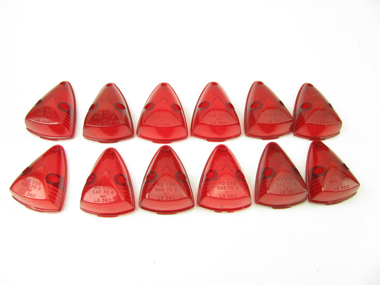 (12) UNBOXED KD-Lamp KD-555 Triangular Red Marker Lamp Reflectors