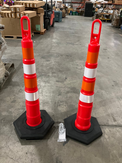 (2) 42'' Reflective Traffic Looper Cones (PAIR) W/ 16 Lbs Base