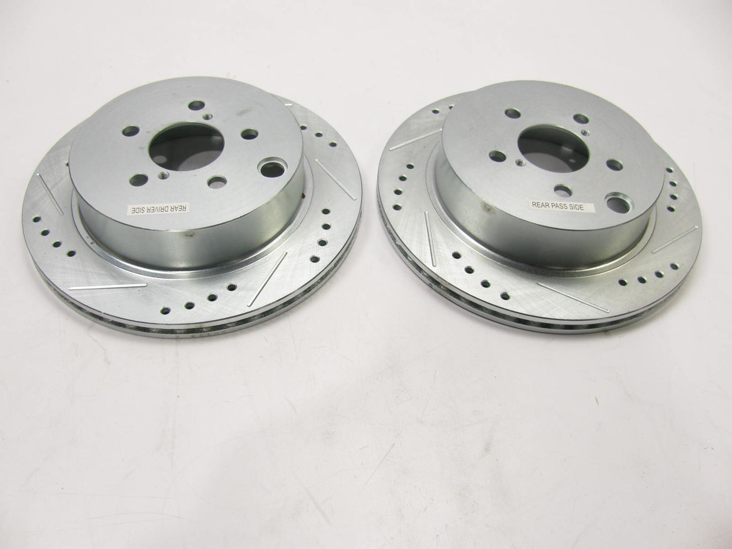 NEW - UNBOXED Rear Slotted Drilled Rotor Set For 2015-20 Subaru WRX W/O Eyesight