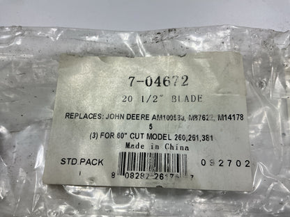 7-04672  20-1/2'' Lawnmower Blade For John Deere AM100538, M141785, M87622 M48452