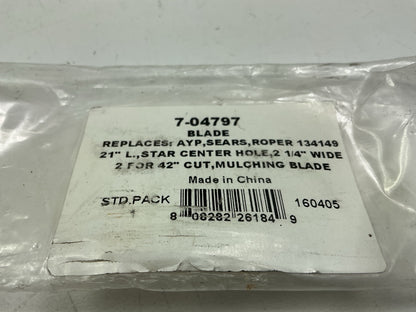 (2) 21'' Lawn Mower Blade 7-04797 Replace Craftsman 133128, 134149, 139775