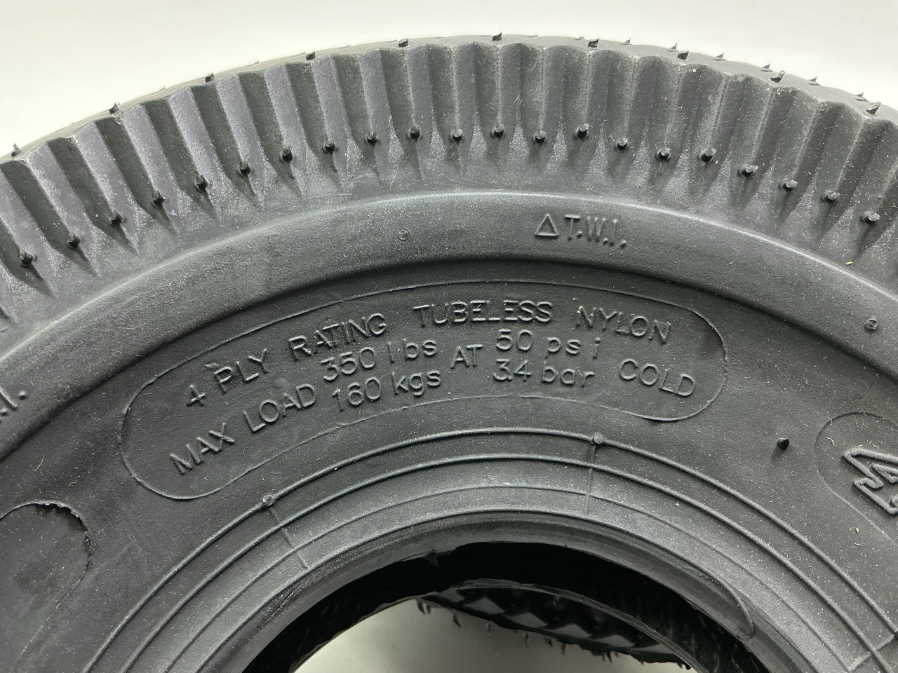(2) Primeline 7-04827, 410 X 350-4 Tires 410X350X4,  Saw Tooth Tread