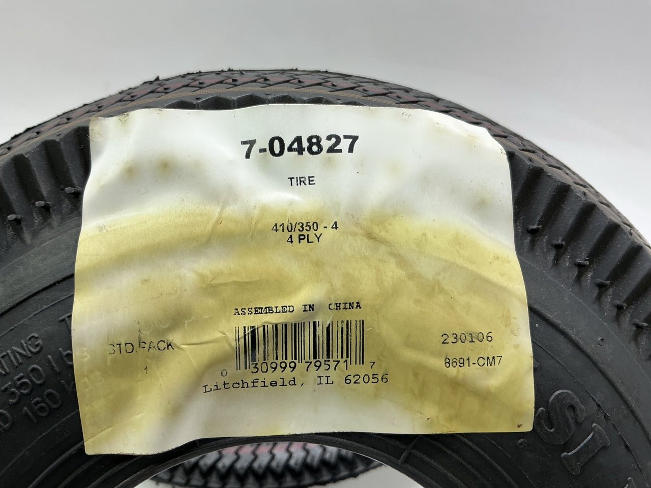 (2) Primeline 7-04827, 410 X 350-4 Tires 410X350X4,  Saw Tooth Tread