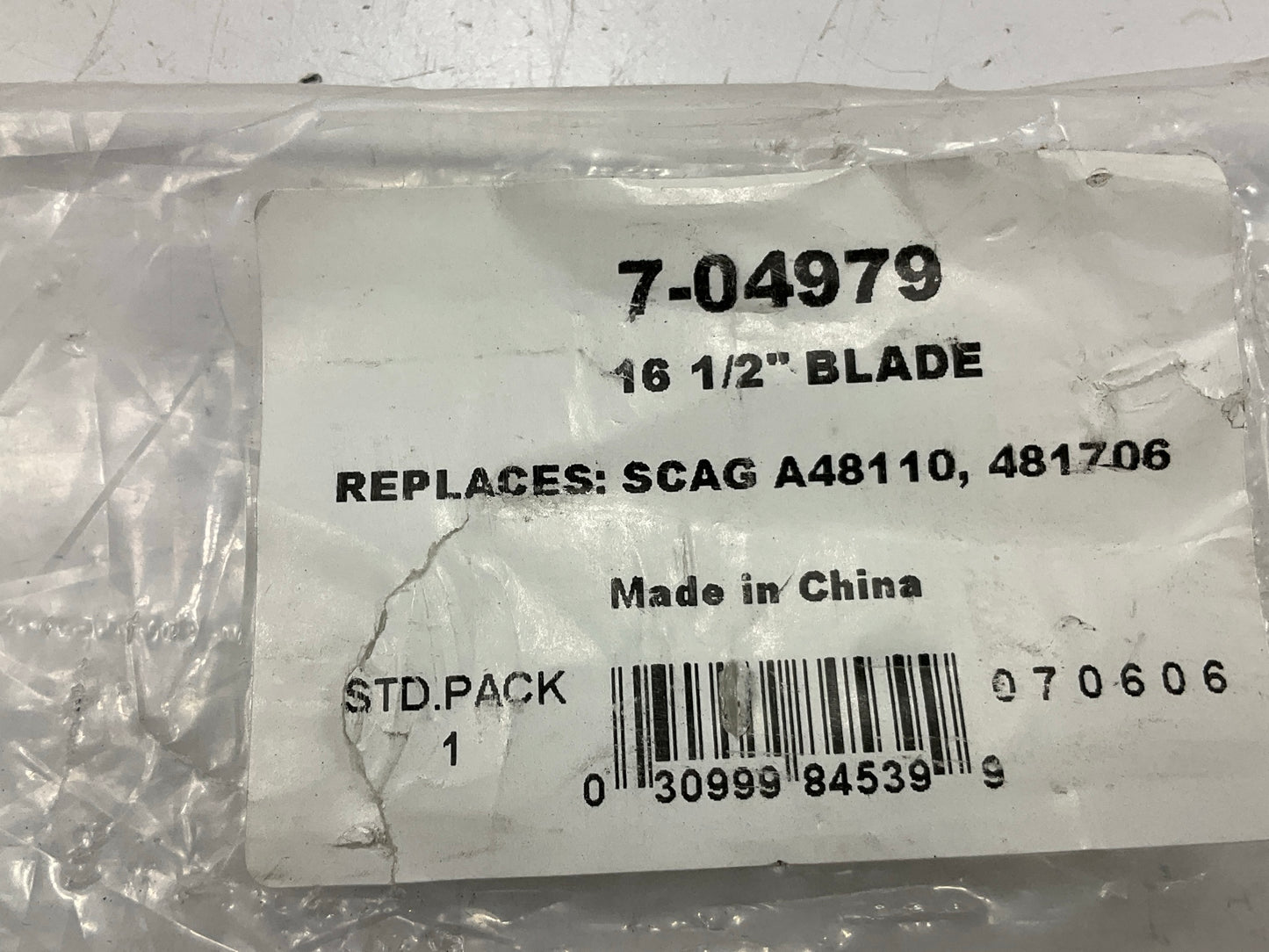 (2) New 7-04979, SCAG A48110, 481706 Lawn Mower Blade 16-1/2'' X 5/8'' Hole