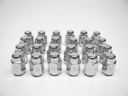 (x24) 14mm X 1.5 Chrome Lug Nuts Tapered (60°) Seat Right Hand Thread Chrome