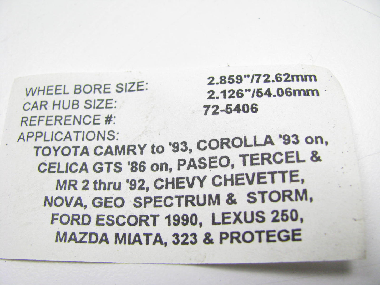 Polycarbonate Wheel Hub Centric Rings 72mm Wheel To 54.06mm Hub (4 Pack) 72-5406