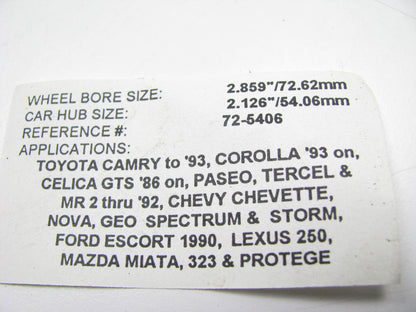 Polycarbonate Wheel Hub Centric Rings 72mm Wheel To 54.06mm Hub (4 Pack) 72-5406