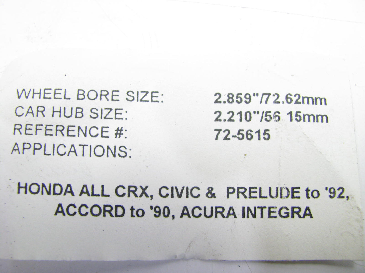 4 PAC Black Polycarbonate Hub Centric Rings 72.62mm OD To 56.15mm ID 72-5615-4