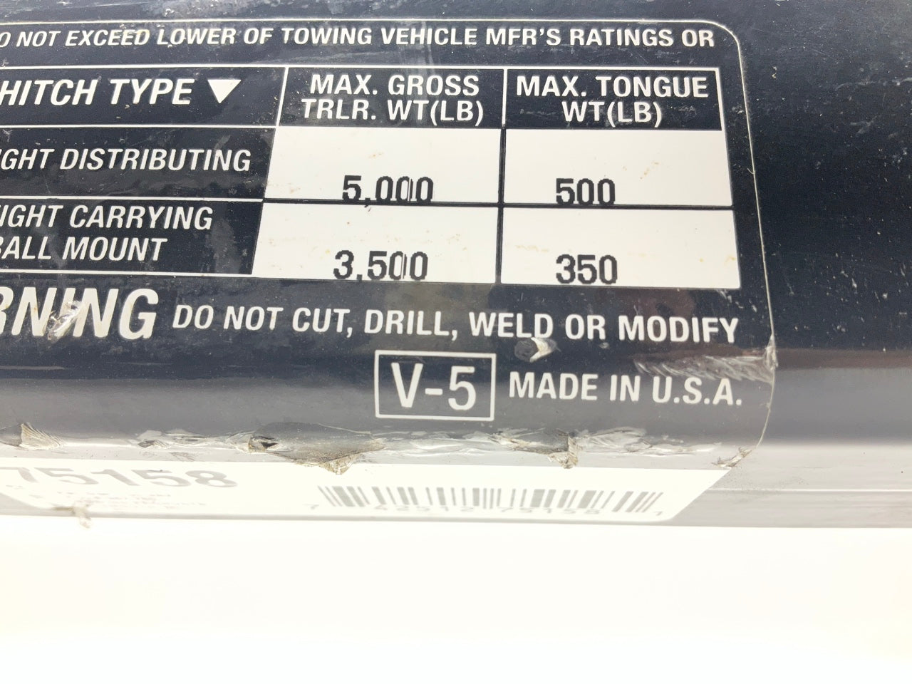Incomplete, Missing Hardware - Draw-Tite 75158 Max-Frame Class III Trailer Hitch