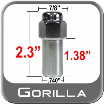 (20) Gorilla 84148 Wheel Lug Nuts SST Closed 14mm-1.5 Right Hand Thread 7/8'' Hex