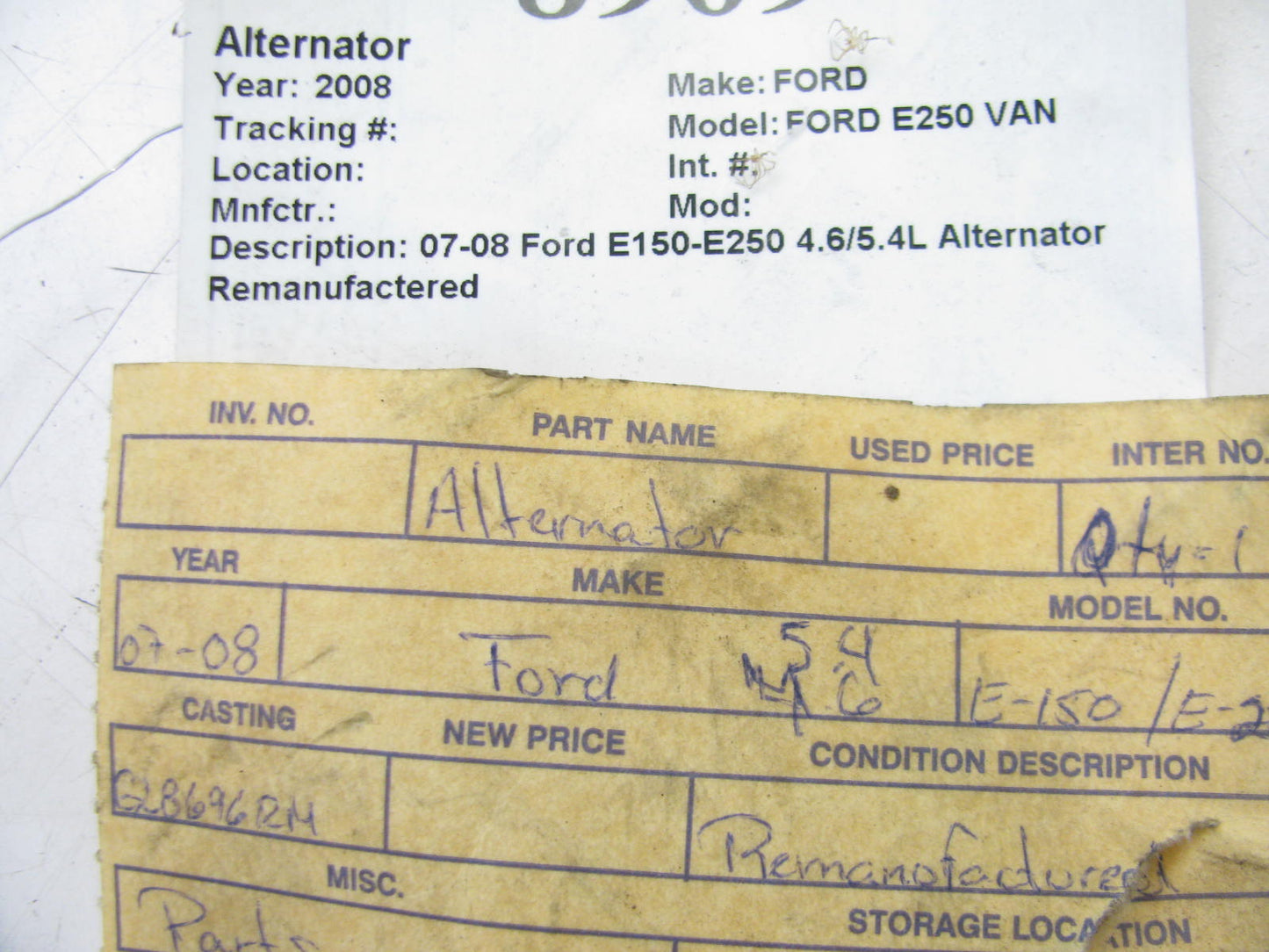 OE REMAN Out Of Box Alternator- Motorcraft  8473-250A Alternator