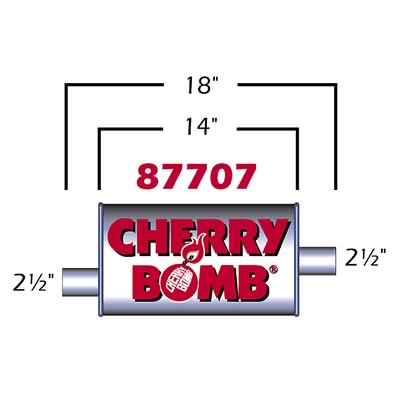 NEW UNBOXED Cherry Bomb 87707 Turbo Muffler 2.5'' Offset Inlet / 2.5'' Center Out.