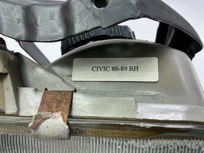 USED, EXCELLENT - Right Passengers Headlight Headlamp OEM 1988-1989 Honda Civic