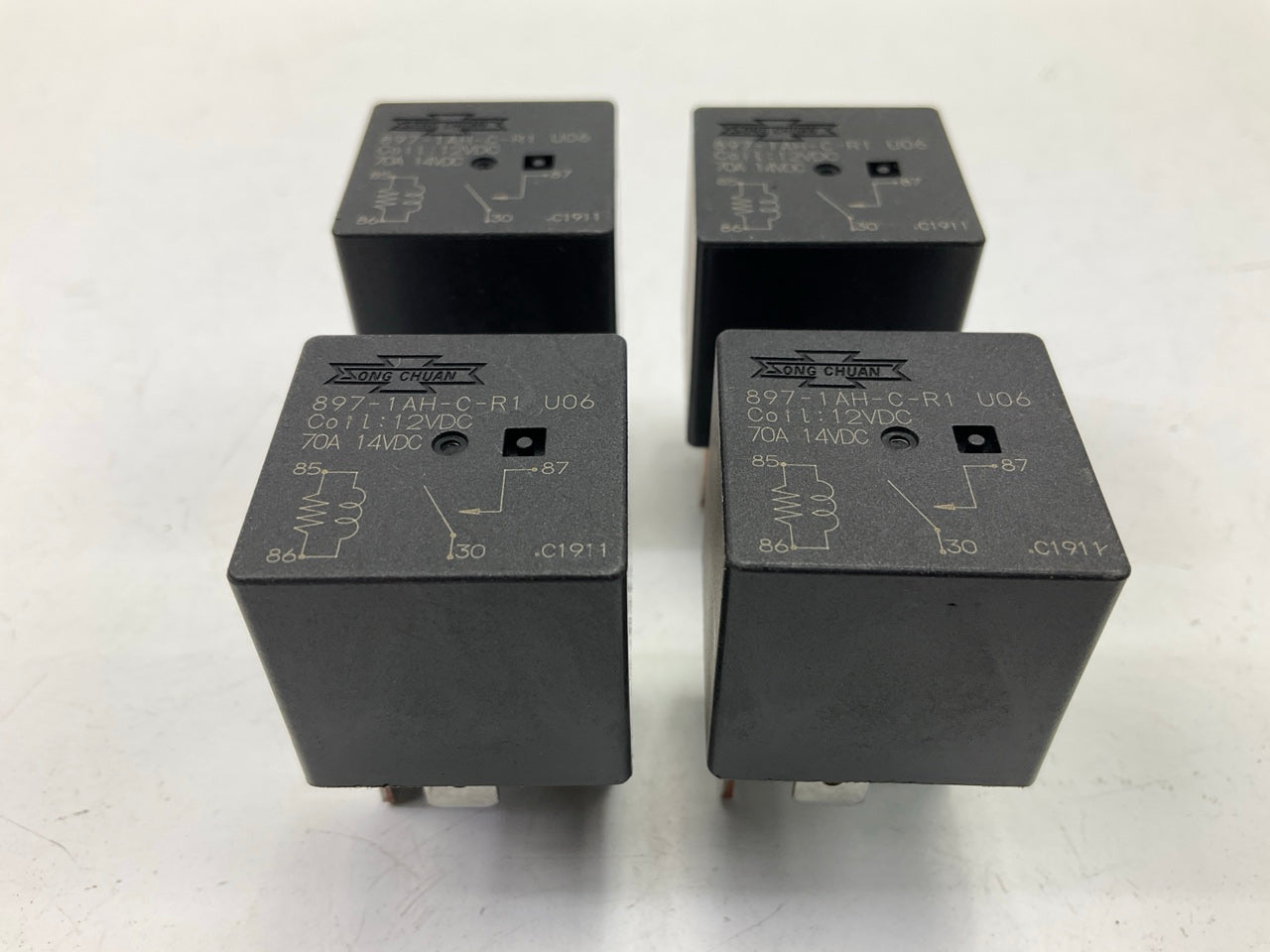 (4) New Unboxed Song Chuan 897-1AH-C-R1 Automotive Relay Heavy Duty 12V 70A