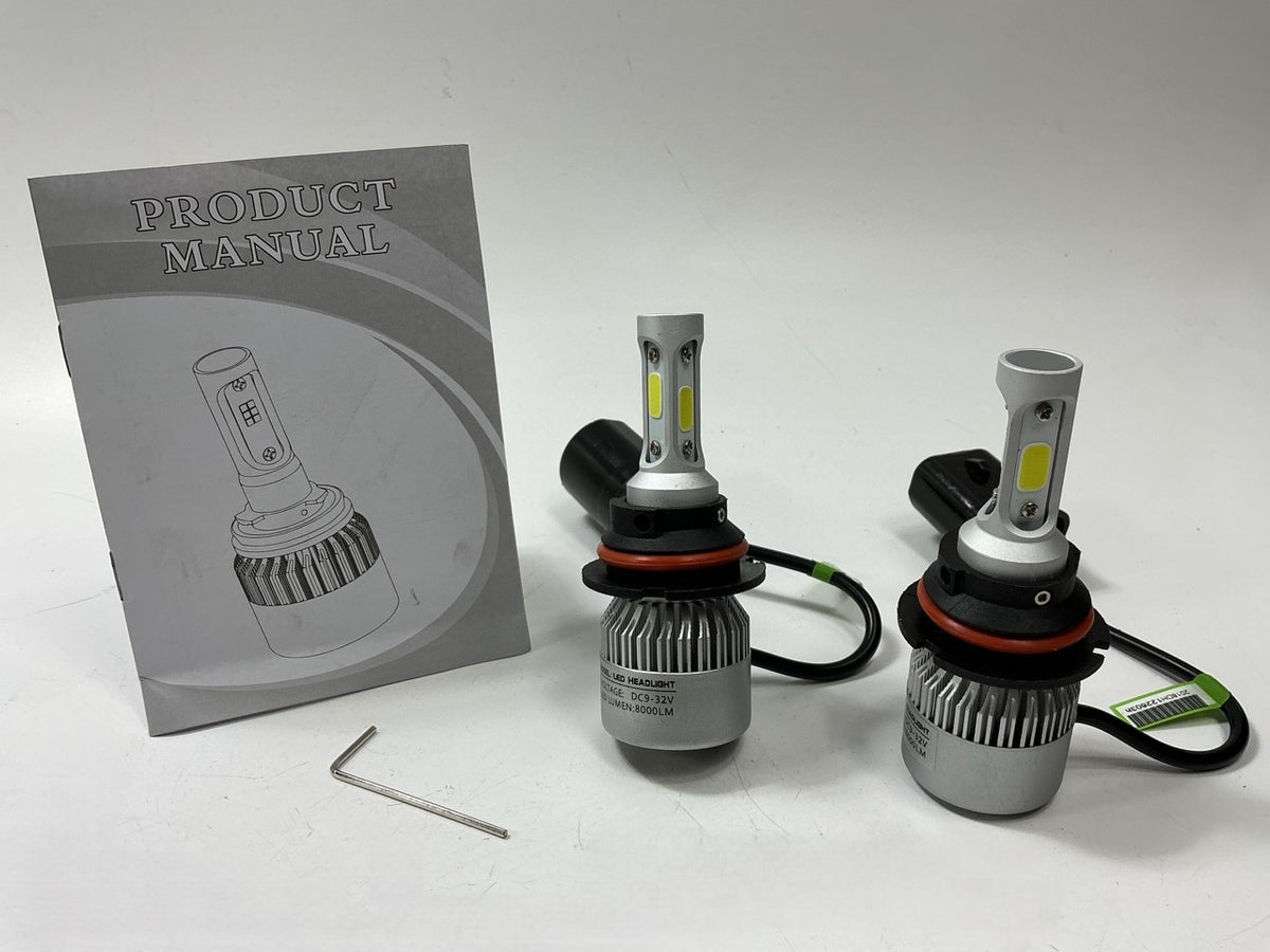 9007 HB5 COB C6 Series LED 6500K White Conversion Kit High Low Light Bulbs PAIR