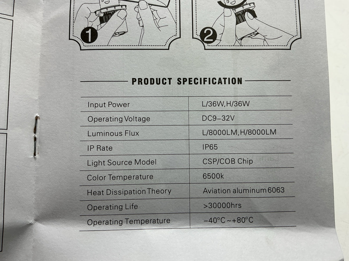 9007 HB5 COB C6 Series LED 6500K White Conversion Kit High Low Light Bulbs PAIR