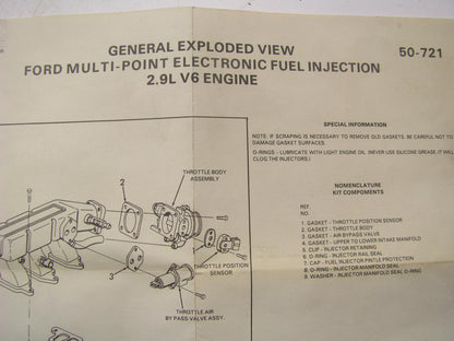 NEW - Out Of Box 903-3001 Ford MFI Fuel Injector Kit 1987-92 Ford Ranger 2.9L V6