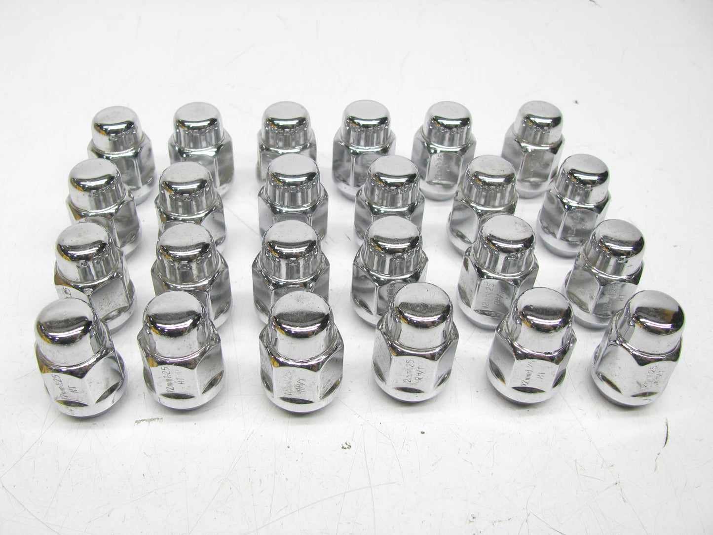 (24) Lug Nuts; Acorn Bulge Heat Treat 91128HT Chrome 13/16in 12mm X 1.25