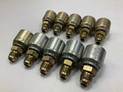 (10) PACK - 9215-06-06 Hydraulic Crimp Fitting Thread 9/16-18 To 3/8'' ID Hose