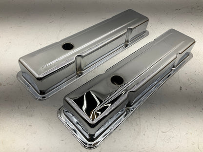 NEW UNBOXED MrGasket 9800 Chrome Engine Valve Covers 1972-1986 Chevy SBC 283-400