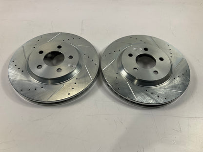 New Unbox AR8171 Front Left & Right Brake Rotors Drilled & Slotted 05-14 Mustang