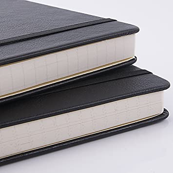 (2) Elegant Black Leather Notebooks With Premium Thick Paper, Ruled, 8.4'' X 5.7''