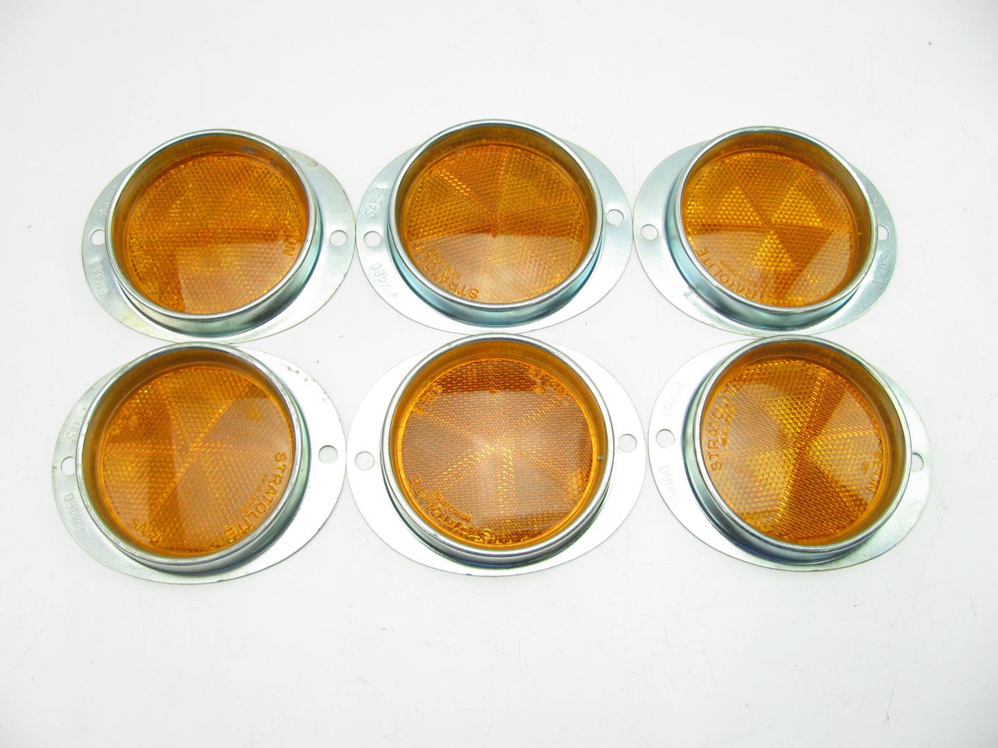(6) Peterson Manufacturing B460A Oval Amber Reflectors, 3 1/4'' Acrylic Lens