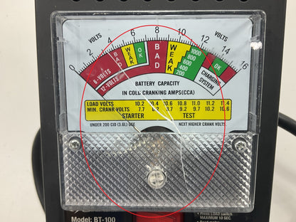 BROKEN SCREEN Battery Tester 100 Amp Schumacher BT100 Test Load 6