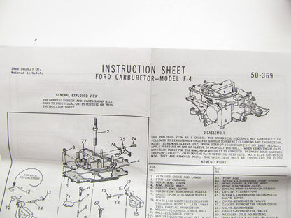 NEW - Out Of Box CK201 Carburetor Rebuild Kit for 1968-1969 Ford 4-BBL