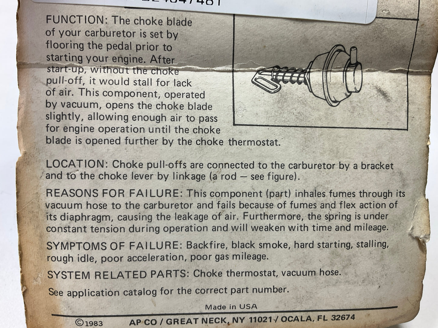 NEW -  OUT OF BOX CP458 Vapor Canister Purge Valve