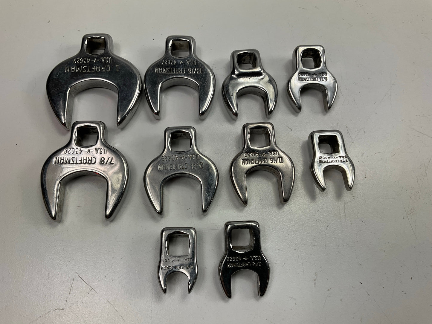 USED - 3/8'' Drive Craftsman SAE 3/8'' - 1'' Crowfoot Wrenches/Sockets 10 Piece Set
