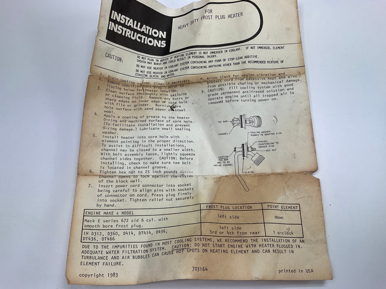 NEW UNBOXED Everco Engine Block Heater IH D312, D360 D414 DT414 D436 DT436 DT466