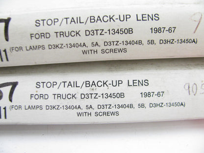 (x2) 1967-1888 Ford Truck Brake Stop Turn Reverse Tail Light Lens D3TZ-13450-B