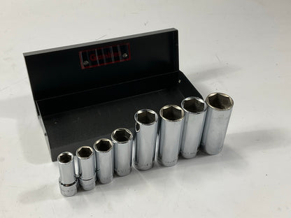 VINTAGE - 7 Piece Deep Socket 6 Point, 3/8'' Drive (Mismatched 9/16'') MADE IN USA