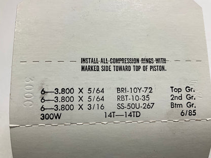 NEW - UNBOXED E369K-030 Engine Piston Rings .030'' 1975-1990 Buick 3.8L-V6