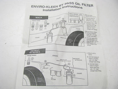 Enviro Kleen EK15 By Pass Oil Filter For CAT C12, 3406, C15, CUMMINS N14, M11