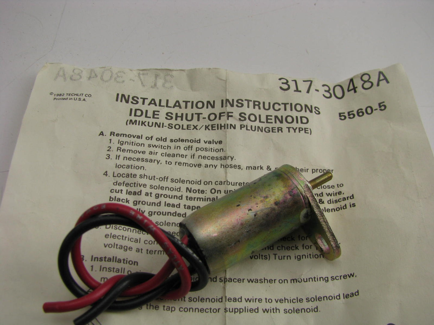 NEW - OUT OF BOX  - ES65 Carburetor Idle Stop (Idle Shut-off) Solenoid