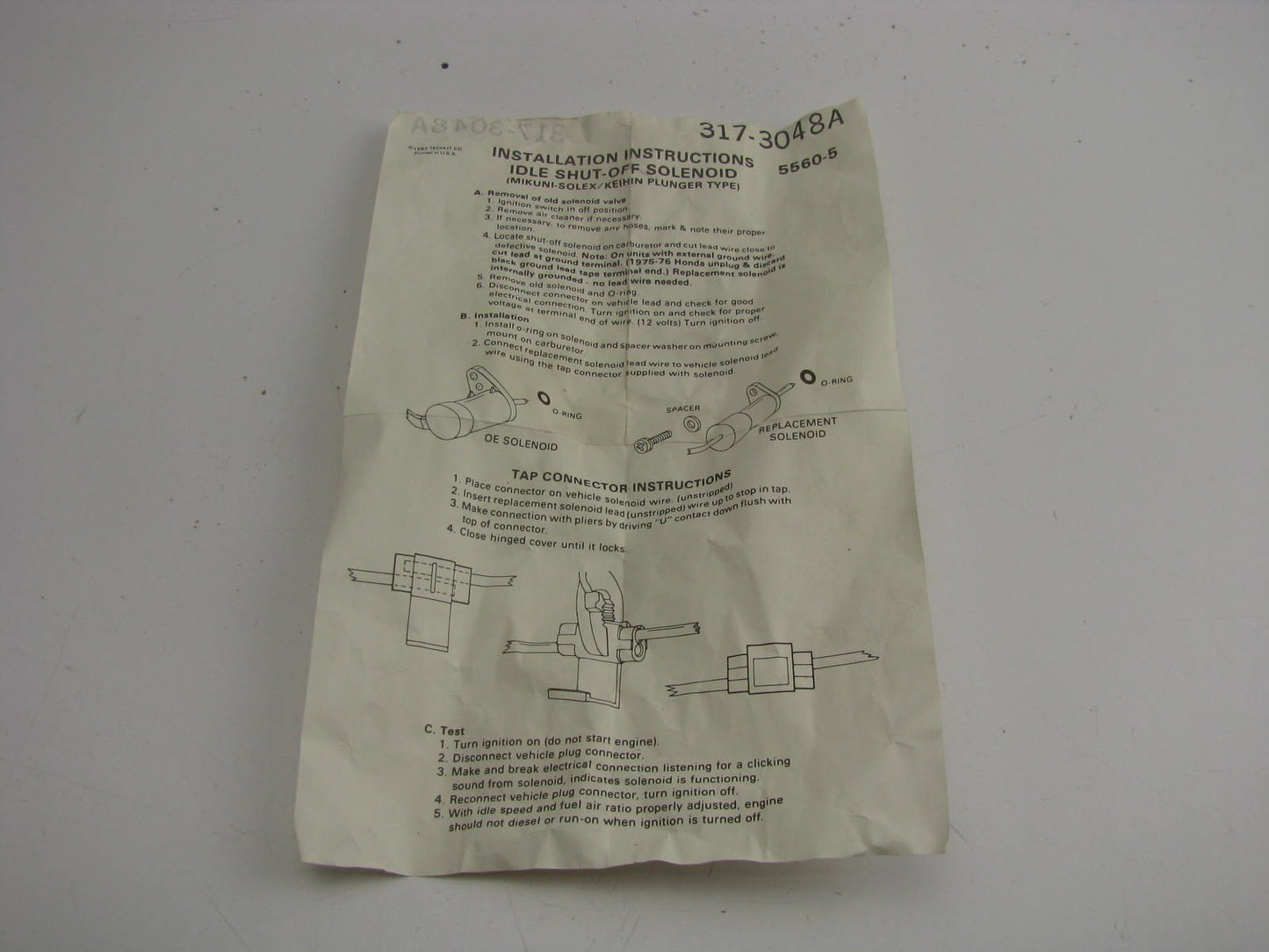 NEW - OUT OF BOX  - ES65 Carburetor Idle Stop (Idle Shut-off) Solenoid