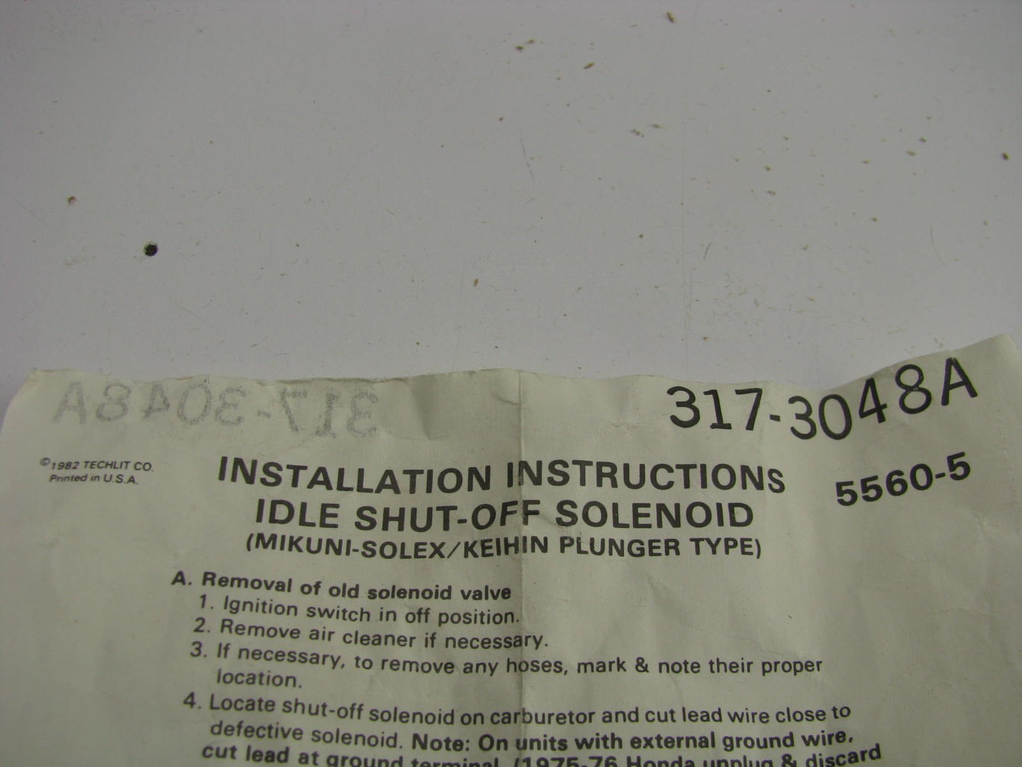 NEW - OUT OF BOX  - ES65 Carburetor Idle Stop (Idle Shut-off) Solenoid