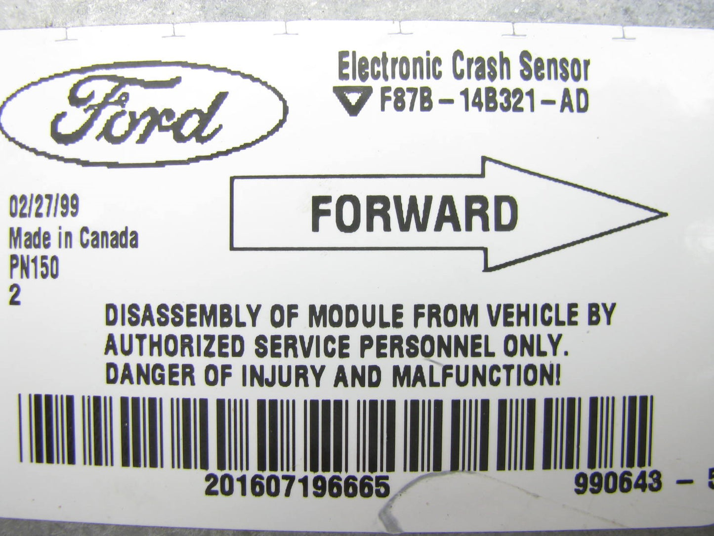 NEW - OUT OF BOX - OEM Ford F87B-14B321-AD SRS Control Module