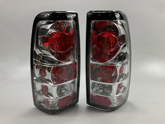 Left + Right Chrome Tail Light Lamp Set 99-02 Chevy Silverado, 99-07 GMC Sierra