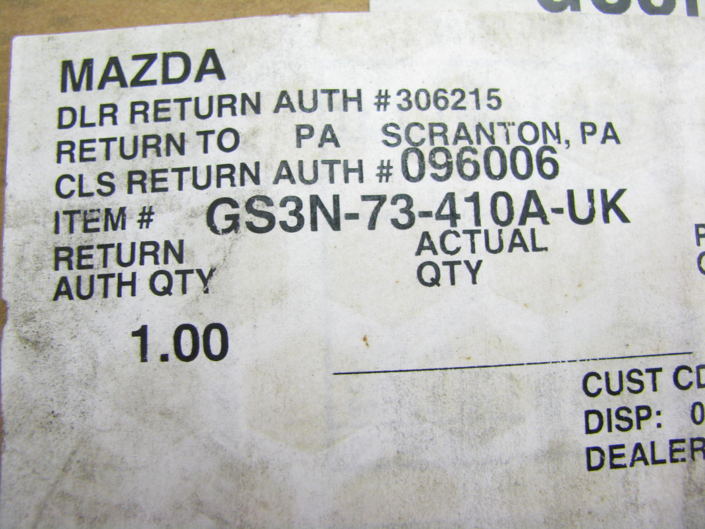 NEW - OUT OF BOX OEM GS3N-73-410A-UK Front Left Door Handle 2009-2010 Mazda 6