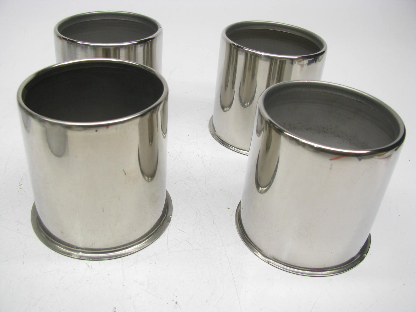 (4) UNBOXED HC-217SS Chrome Wheel Center Hub Caps 3-9/16'' OD 3.3'' Hub Push-Thru
